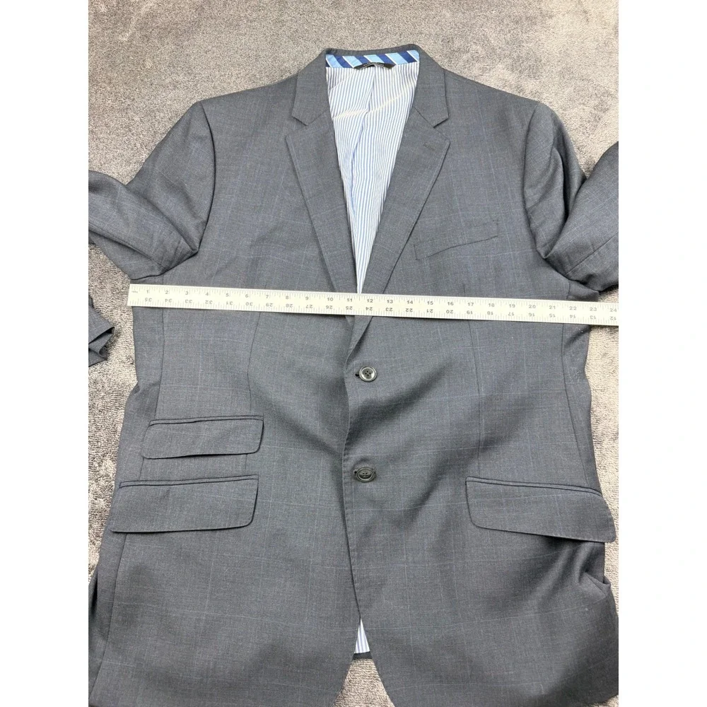 Banana Republic Mens 48L Modern Slim Fit Grey Wool Glen Plaid Blazer Jacket‎